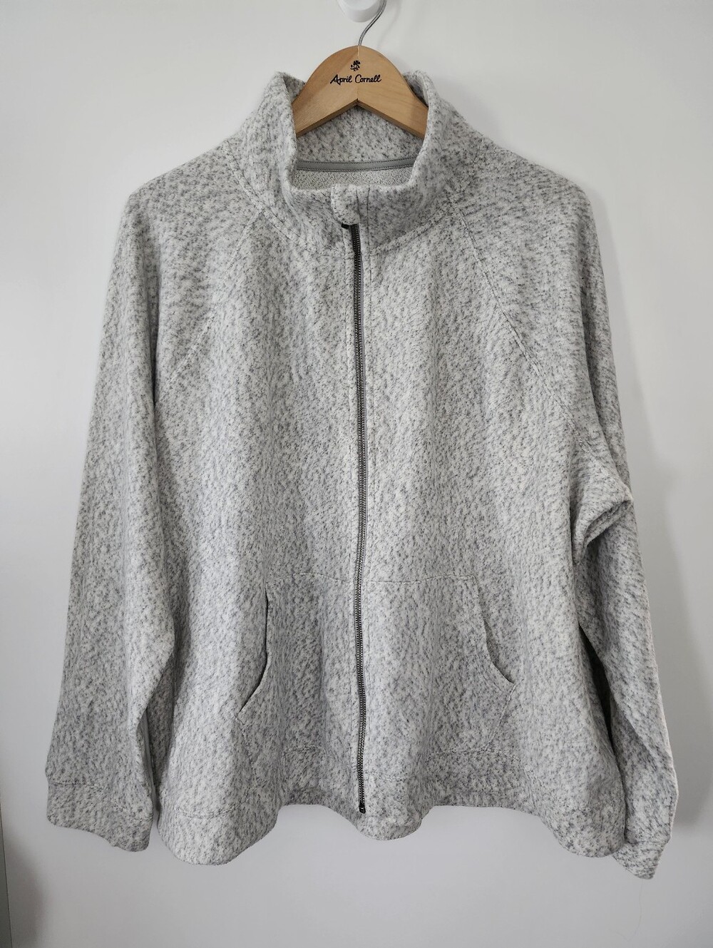 L.L. BEAN Plus Size 2X Heather Grey Full Zip Fleece Jacket Sweater NWT Cozycore
